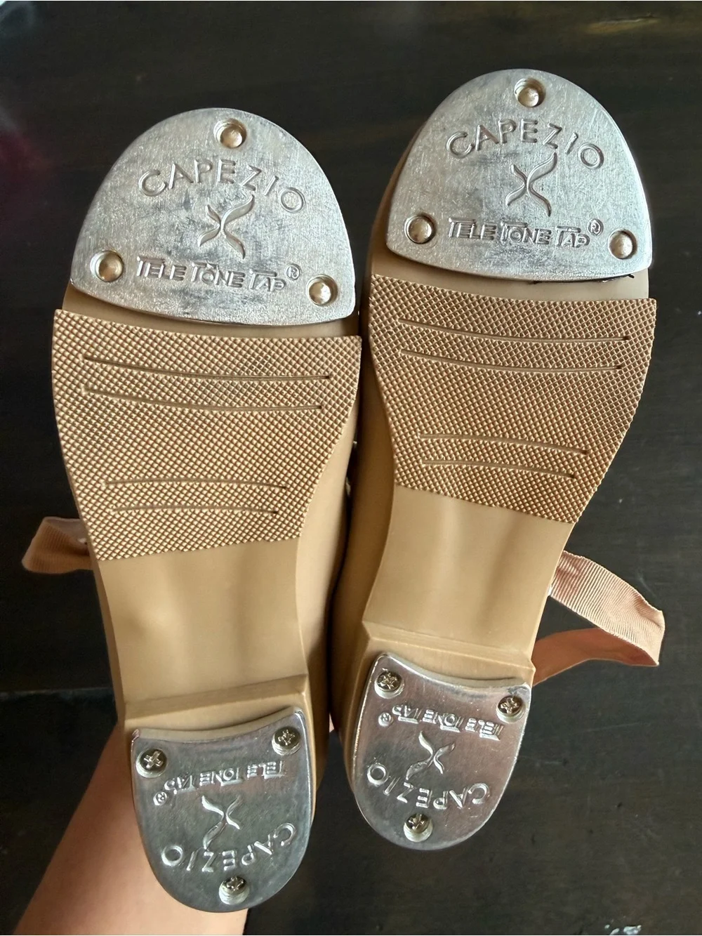 Capezio Girls Tan Tap Shoes Size 11M Excellent Condition